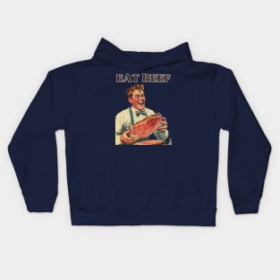 Deliciously Retro Eat Beef | Vintage Foodie Art Kids Hoodie